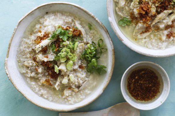 Pick up a supermarket roast chicken for this comforting congee.