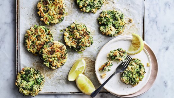 Cheesy broccoli patties.