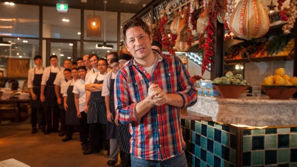 Jamie Oliver visited his Italian restaurant in Canberra in 2014.