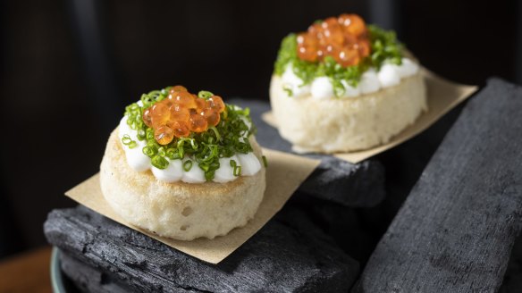 Go-to dish: Akitma - mini crumpets with taramasalata and salmon roe.