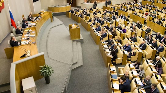 Russian lawmakers at the State Duma in Moscow.