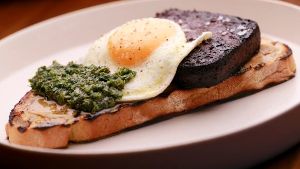Go-to dish: Black pudding, egg and salsa verde.