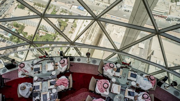 Living the high life. But for how long? A restaurant in Riyadh, Saudi Arabia.