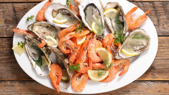 Raw oysters and prawns can be served simply with lemon and chervil.