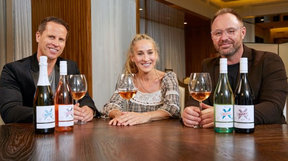 Sarah Jessica Parker and her wine label, Sevenly, pictured with co-founders Tim Lightbourne (left) and Rob Cameron.