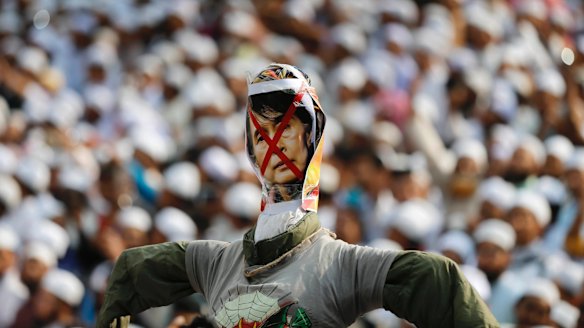 An effigy of Myanmar's State Counsellor and Nobel Peace laureate Aung San Suu Kyi, who the military see as their 'international flak-catcher'.