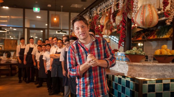 Jamie Oliver visited his Italian restaurant in Canberra in 2014.