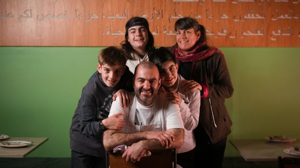 Family business: Joseph and Natalie Abboud with their sons Malachy (rear), Patrick (left) and Percy.