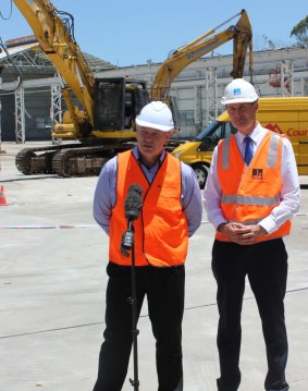 CouriersPlease state manager Will Erasmus and Lord Mayor Graham Quirk at the Salisbury site.