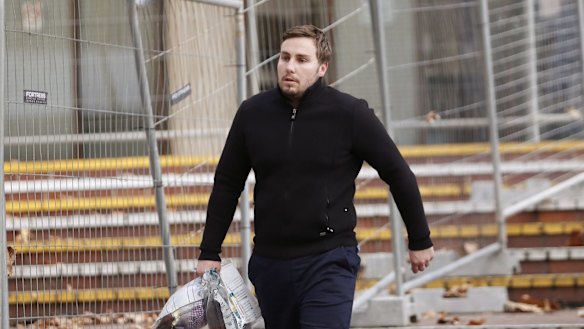 Adam Cranston leaves a police station on Thursday after being granted bail.