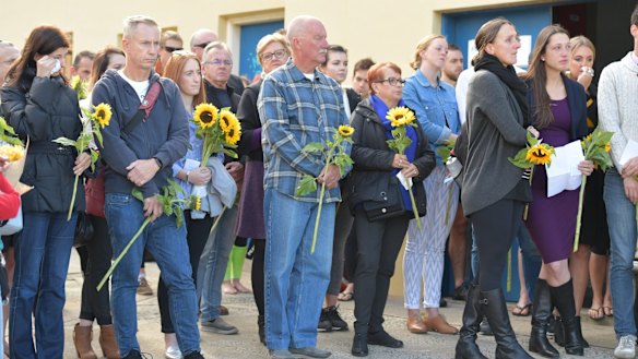 Friends and family gathered for Kirsty Boden's memorial service at Tamarama Surf Life Saving Club in Sydney.
