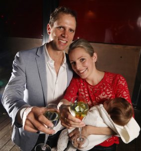 Canberra trainer Matthew Dale, wife Amy and daughter Lara at the supper organised ahead of Fell Swoop's Everest campaign.