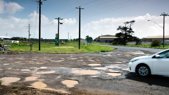 There seem to be more potholes than road on this stretch of road near Portland.