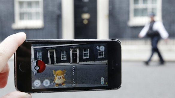 A Raticate, a character  from Pokemon Go, a mobile game that has become a global phenomenon, in Downing St, London, England. 
