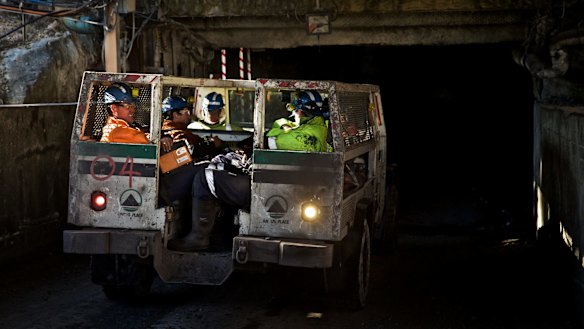 Springvale mine workers prepare to go underground at the start of a shift.