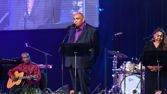 Uncle Archie's son Amos Roach, Uncle Kutcha Edwards  (pictured) and Nola Lauch performed Took the Children Away.