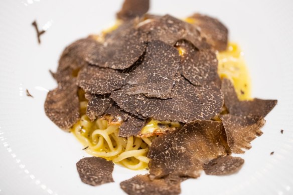 Peak truffle: Linguine with truffled fried egg, truffle butter sauce and shaved truffle.