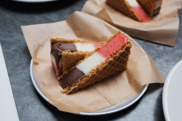 Totti's Neapolitan ice-cream sandwich.