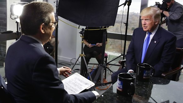 President-elect Donald Trump being interviewed at Trump Tower in New York.