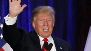 Saying hello to defeat: Republican presidential candidate Donald Trump waves.