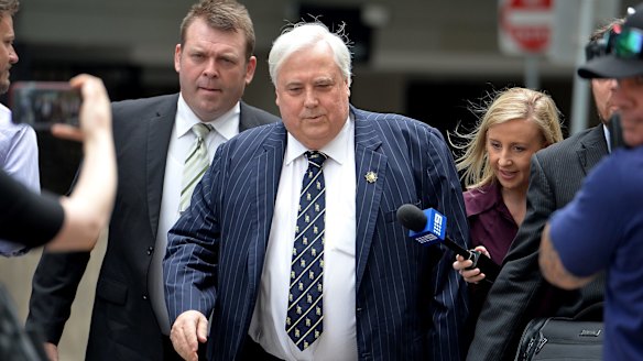 Clive Palmer arrives at the Federal Court in Brisbane on Thursday.