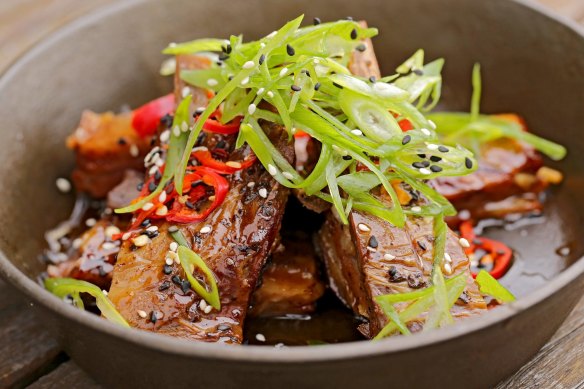 Coca Cola and Sriracha-braised lamb ribs.