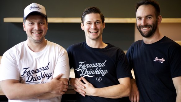 The team from Burnley Brewing. From left: Neil Mills (owner), Michael Stanzel (head brewer), Phil Gijsbers (owner).