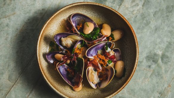 Go-to dish: Alubias, jamon broth, pipis and manzanilla sherry.