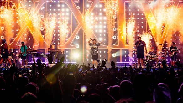 Spectacular: Mars barely put a foot wrong in his slick show (seen earlier this month in Melbourne).
