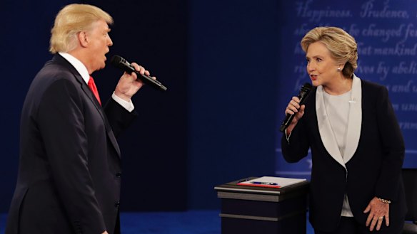 Republican nominee Donald Trump and his Democrat opponent Hillary Clinton square off in the second presidential debate.