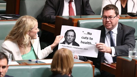 Labor MPs pass a prop around during question time. 