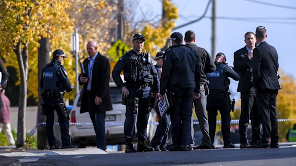 Police at the scene of a siege in Brighton