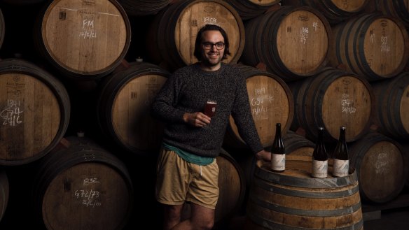 Wildflower brewer Topher Boehm at his brewery in Marrickville.