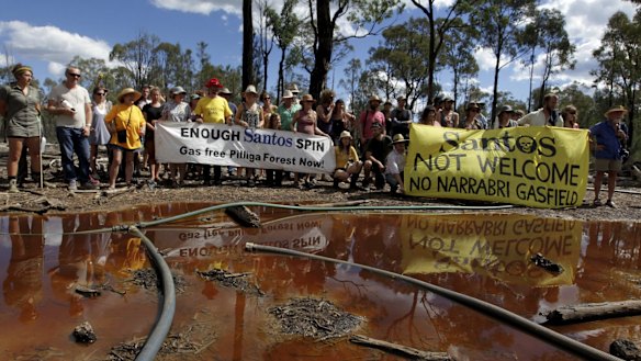 Next stop: Anti-CSG protesters at a Santos CSG well in the Pilliga.