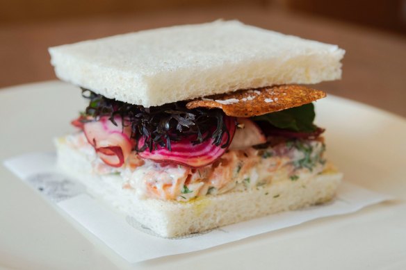 Josh Niland's Christmas leftovers smoked salmon sandwich.