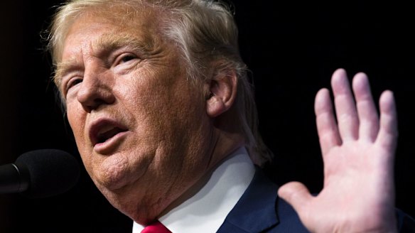 Republican presidential candidate Donald Trump speaks during a campaign rally.