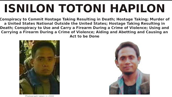 A wanted poster for Isnilon Hapilon, allegedly killed on Monday.