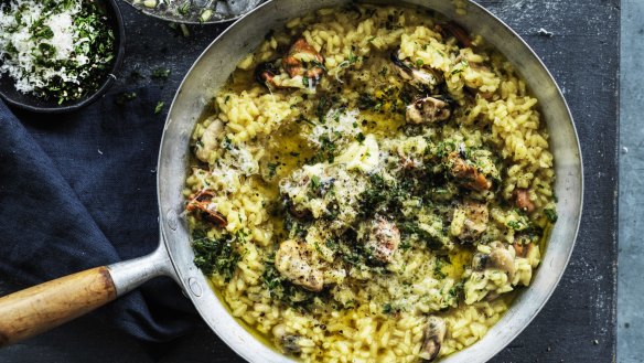 Transport yourself to the seaside with this rich risotto made with homemade mussel stock.