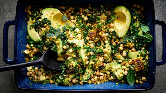 There's no shortage of avocado in this grain salad.