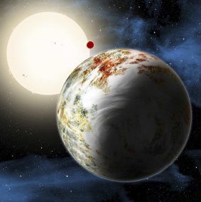 'Godzilla of Earths': The newly discovered Kepler-10c dominates the foreground in this artist's conception. Its sibling, the lava world Kepler-10b, is in the background and both orbit a star like our sun. 