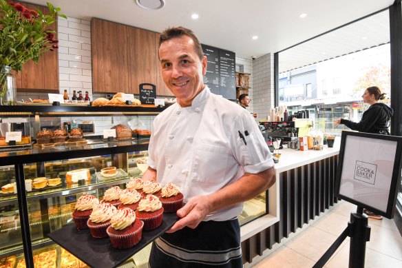 Chef Marco Bonanni shows off cupcakes at the Bondi Junction shop.