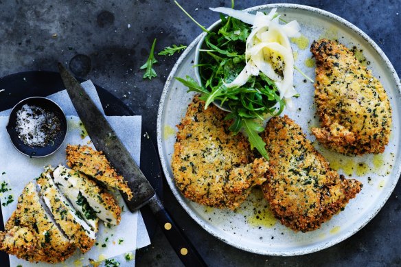 Chicken Kiev with garlic butter.