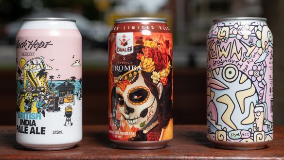 The winning cans in the GABS Craft Beer Can Art competition. 