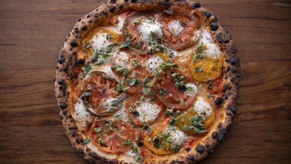 Impressively local: Tomato heirloom pizza. 