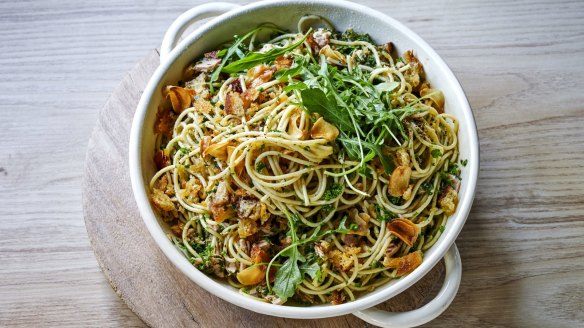 Tuna pasta with gremolata.