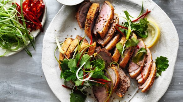 Kylie Kwong's spicy salt duck breasts with lemon.