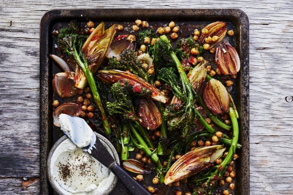 Warm zaatar roasted broccolini and witlof salad. 