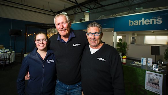 Canberra party hire business Barlens won a national award. Celebrating on Friday [from left]: Mirjam Kern, Luke Warrener, Kieran Johnson.