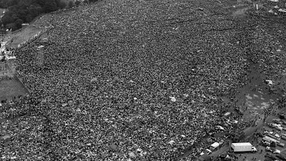 More than 400,000 people attended the Woodstock festival in Bethel, New York, in 1969.