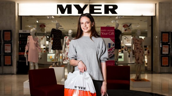 Myer at Westfield Belconnen is due to close down. 19-year-old Tessa Bailey has recently moved to Canberra and enjoys shopping at Myer. Photo: Jamila Toderas